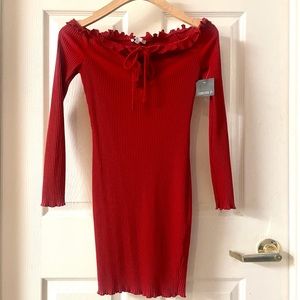 NWT Off the Shoulder Red Bodycon dress